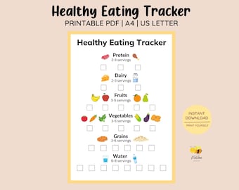 Printable Healthy Eating Tracker • Food Tracker • Kids Food Guide • Daily Nutrition Chart • Healthy Food List • Healthy Checklist