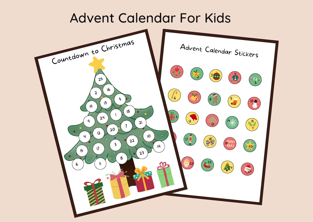 Printable Advent Calendar for Kids Countdown to Christmas Christmas