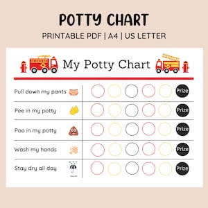 Printable Fire Truck Potty Training Chart • Potty Sticker Chart • Toddler Toilet Training   • Potty Chart • Boys Chart • Kids Reward Chart
