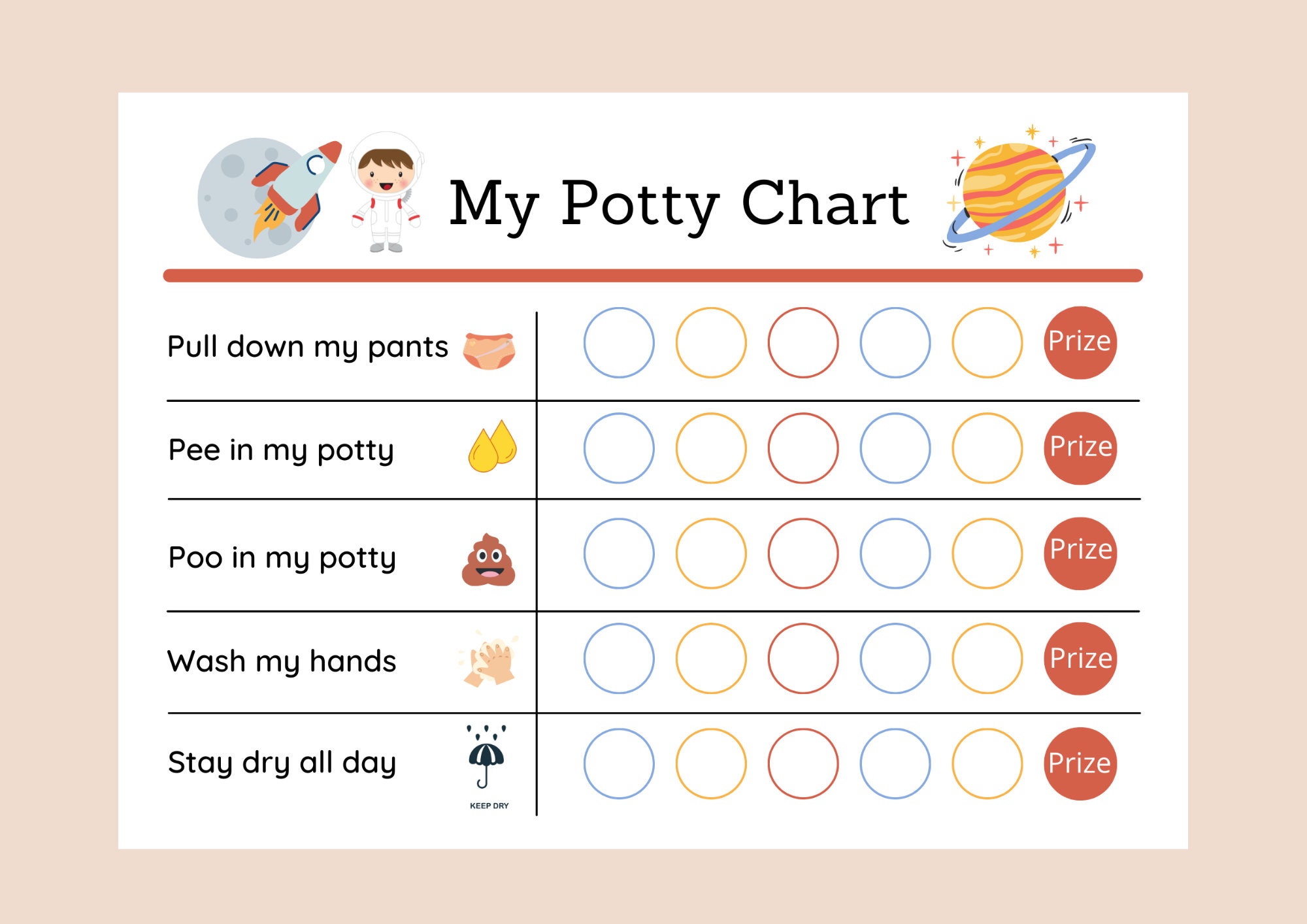 Printable Space Potty Training Chart Sticker Chart Toilet Etsy Australia