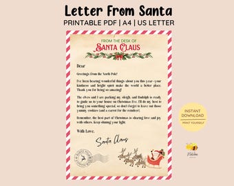 Letter From Santa • Santa Letter • Santa Claus Letter • Christmas Letter • North Pole Letter • Santa Claus • Nice List • Christmas Printable