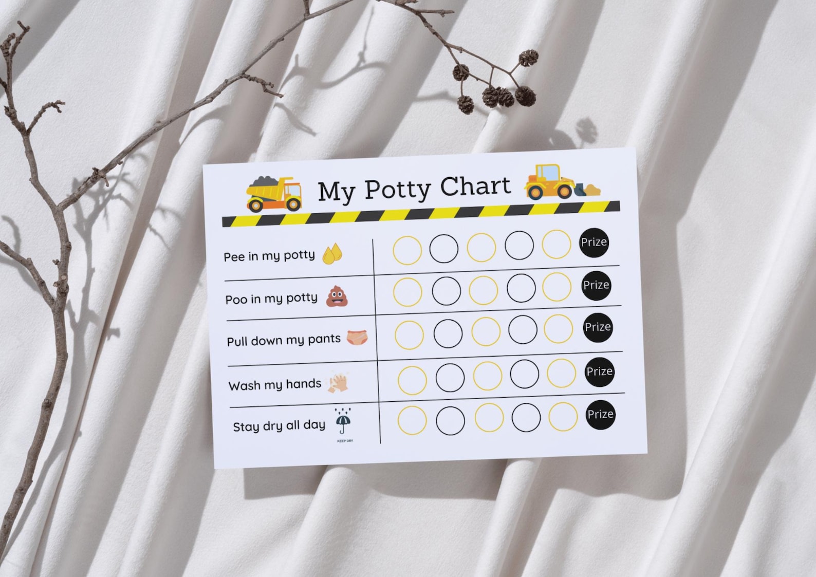 Printable Construction Potty Training Chart • Sticker Chart • Toddler ...