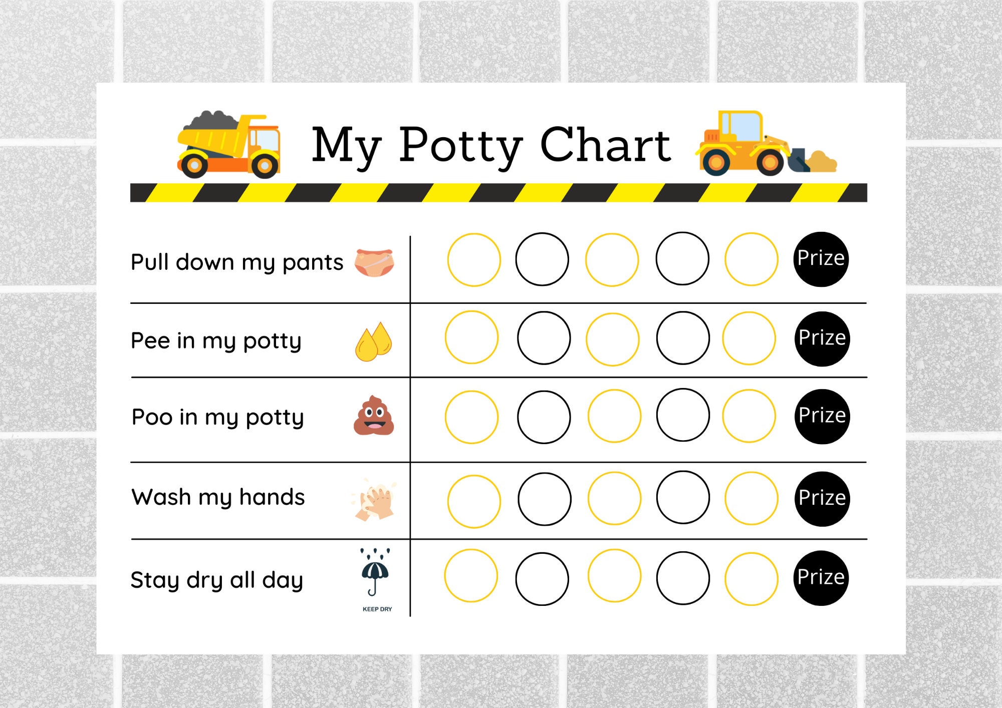 Printable Construction Potty Training Chart Sticker Chart Toilet Training Kids Reward Chart PDF Download Print Yourself - Etsy free-print-out-reward-chart-for-your-potty-training-toddler-madeformums