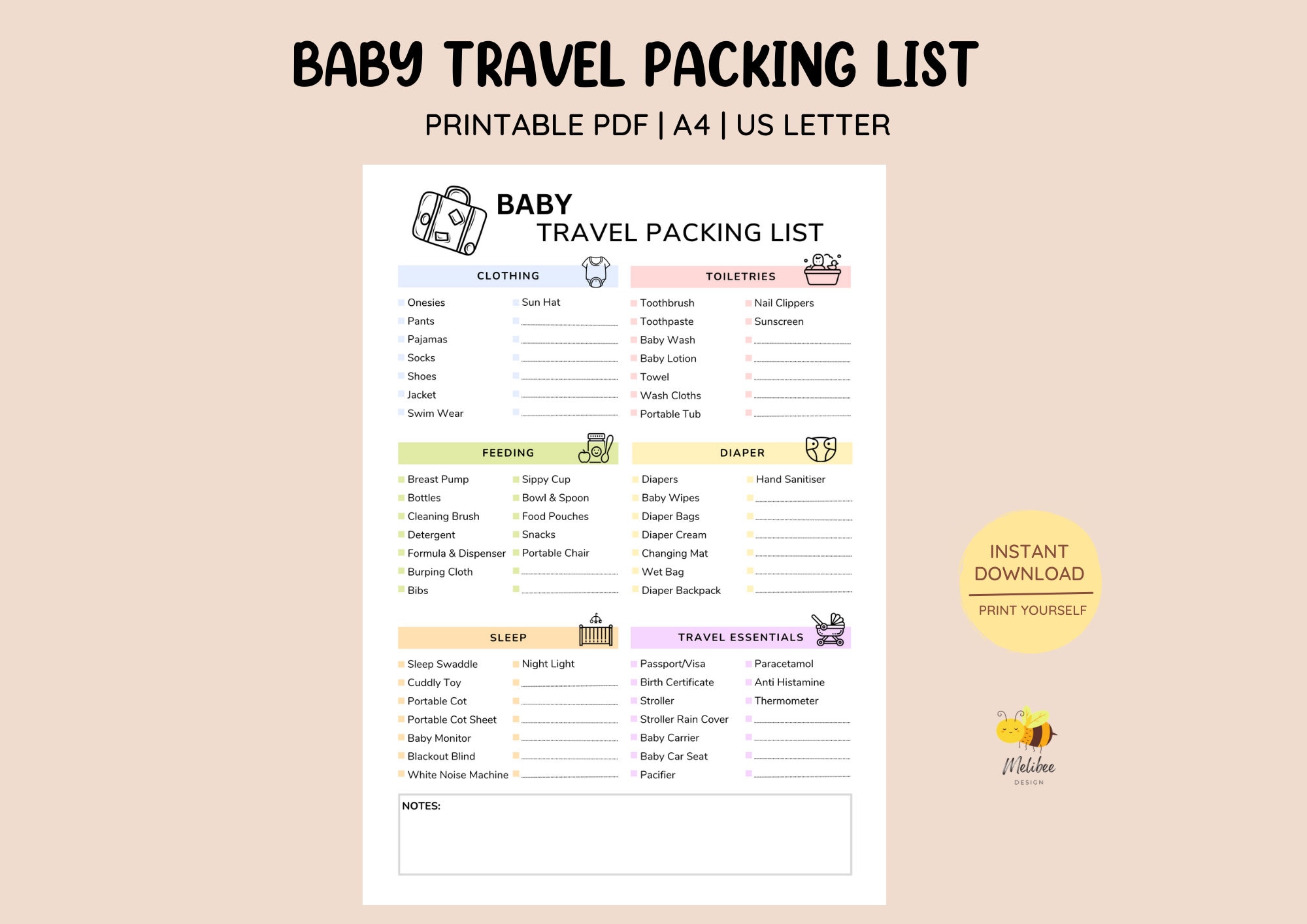 Printable Baby Travel Packing List Baby Packing Checklist Vacation