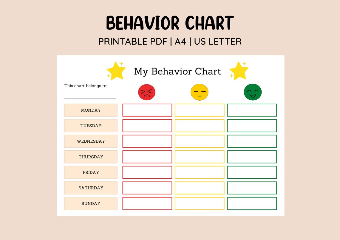 Emotion Tracker Behavior Chart Preschool Behavior Chart Toddler ...