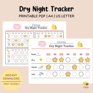 Druckbare Tabelle für eine trockene Nacht • Trockene Nacht • Toiletten-Training • Die ganze Nacht trocken geblieben • Mädchen-Töpfchen-Karte • Nachttraining