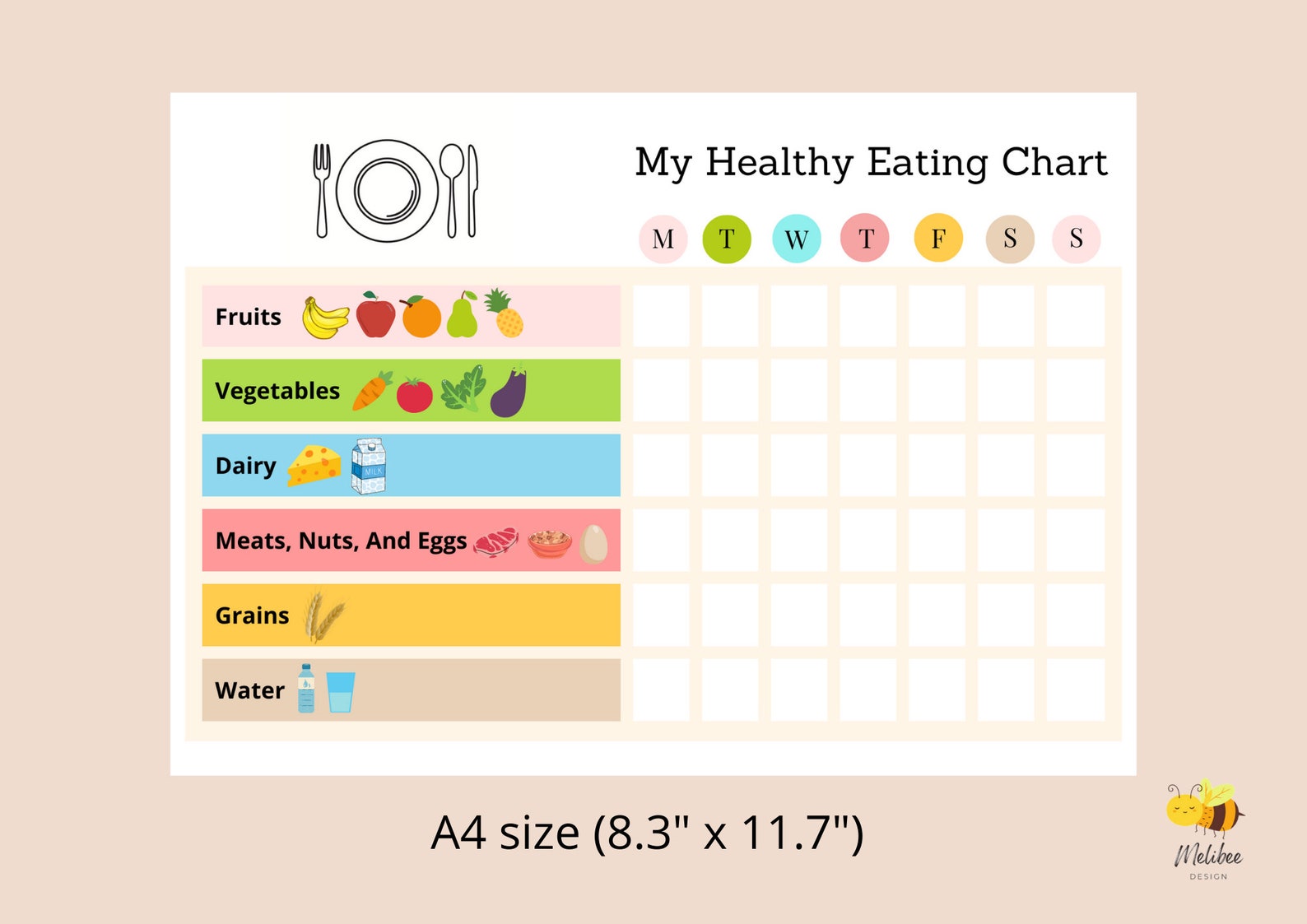 Printable Healthy Eating Chart • Toddler Chart • Kids Chart • Healthy ...