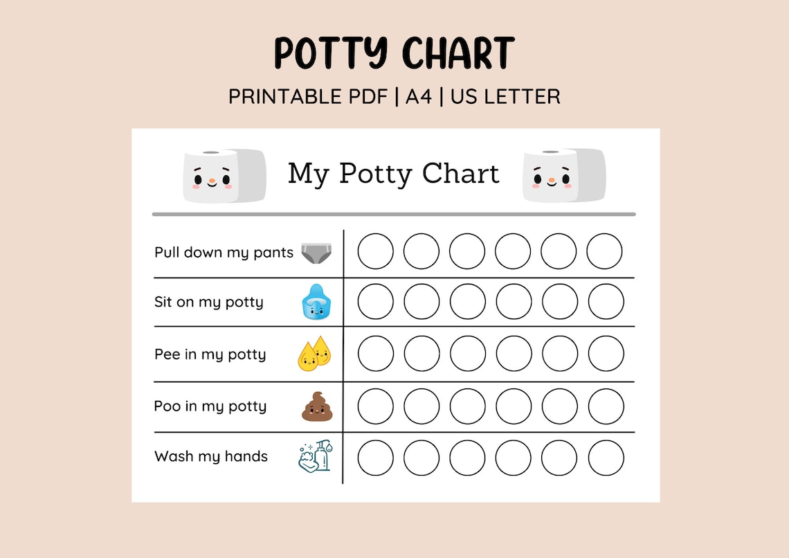 Printable Potty Training Chart • Potty Sticker Chart • Toddler Toilet ...