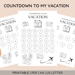 Printable Countdown Calendar • Vacation Countdown • Family Vacation • Holiday Countdown