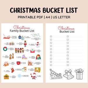 Druckbare Weihnachts Familien Bucket List • Weihnachtsaktivitäten • Weihnachts To Do Liste • Winter Bucket List • Weihnachtsspaßliste