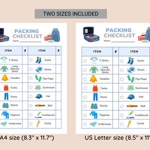 Printable Packing Checklist for Boys • Kids Packing List • Vacation ...