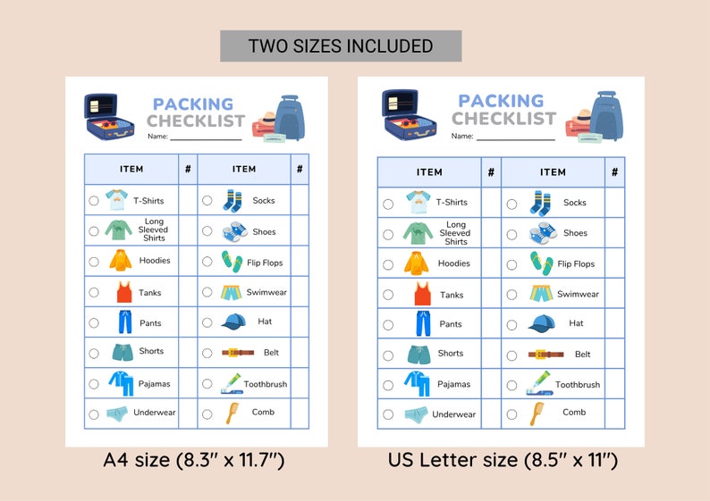 Printable Packing Checklist for Boys • Kids Packing List • Vacation ...