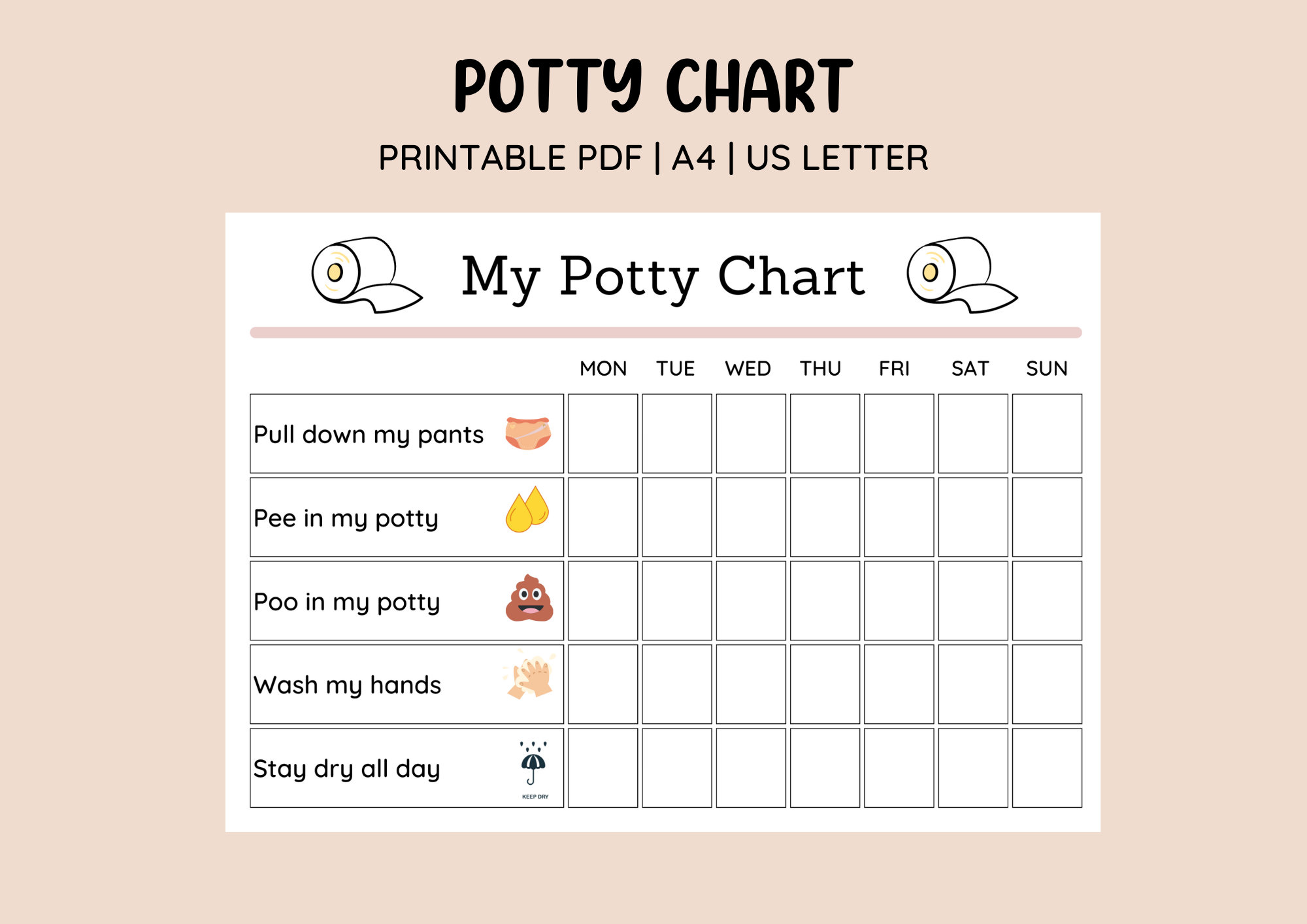 printable weekly potty training chart • potty sticker chart