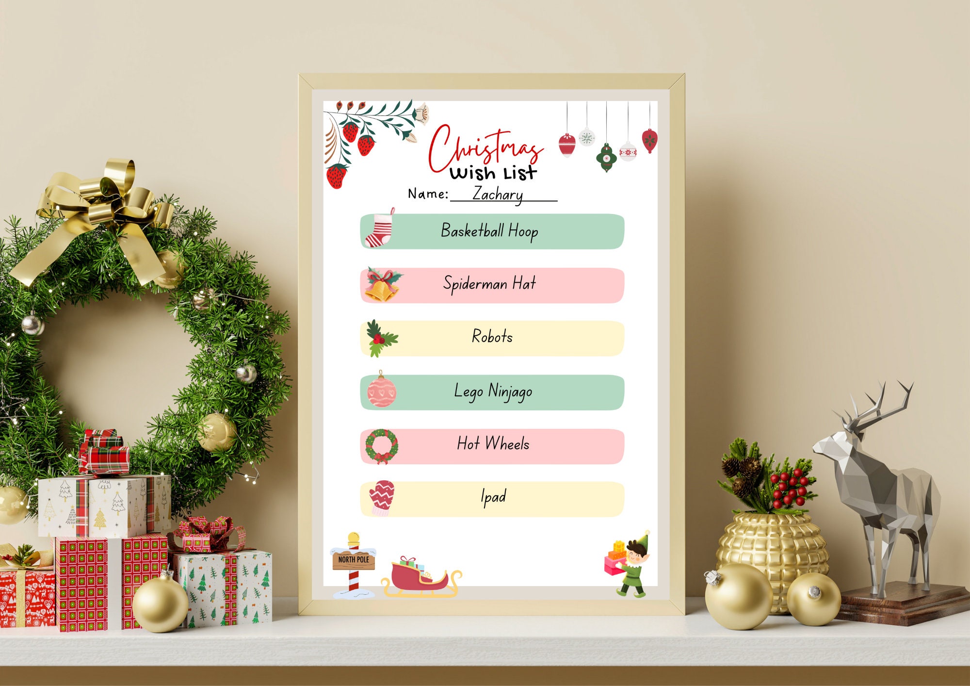 Printable Kid\'s Christmas Wish List Gift Wish List - Etsy
