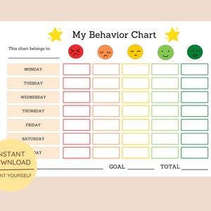 Printable Emotion Scale Behavior Chart Points Reward Chart - Etsy