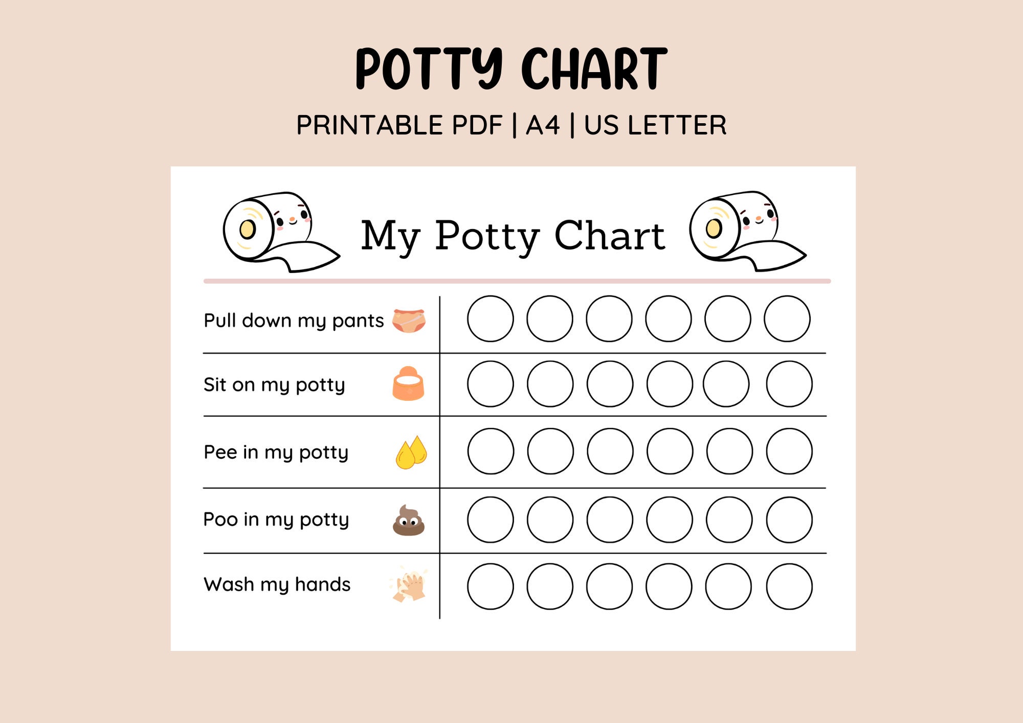 Printable Potty Training Chart Sticker Chart Toilet Training Reward