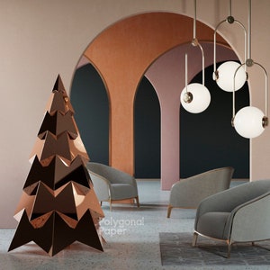 Christmas Tree in DXF Format for Assembly from Sheet Metal. Template for Geometric Polygonal Metal Interior Decor. 3d constructor Fir
