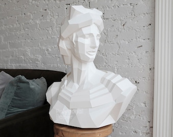 Apollo: DIY Papercraft Sculpture. Printable PDF Template, Drawings for Cutting Machine