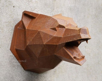 Bear Head: DIY Metal Wall Sculpture. DXF File for Assembly from Sheet Metal.
