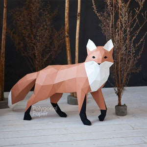 Fox: file digitali per Papercraft. Modello PDF stampabile, disegni DXF per Silhouette. Modello 3d Origami Low Poly fai da te.
