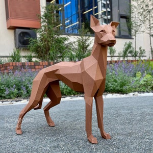 Whippet: Digitale Dateien für Papercraft. Druckbare PDF-Vorlage, SVG-Zeichnungen für Plotter. 3D Origami Low Poly Modell DIY