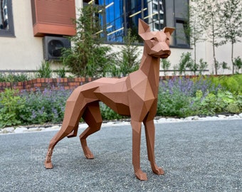 Whippet: Digital Files for Papercraft. Printable PDF Template, SVG Drawings for Plotter. 3d Origami Low Poly Model DIY