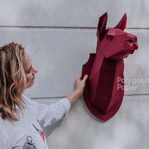 Lama Head: Digital Files for Papercraft. Printable PDF Template, SVG Drawings for Cutting Machine. 3d Origami Low Poly Sculpture DIY.