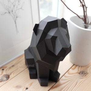 Lion: Paper Craft Template for Making Low Poly 3D Table Sitting Sculpture. DIY Decor. PDF and SVG pattern