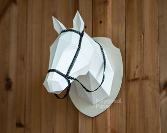 Horse Head: Digital Files for Papercraft. Printable PDF Template, Dxf, SVG Drawings for Cricut. 3d Origami Low Poly Model DIY.