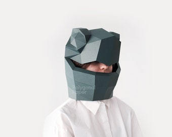 Turtle Mask: Digital Files for Papercraft. Printable PDF Template, DXF Drawings for Silhouette. 3d Origami Low Poly Model DIY.