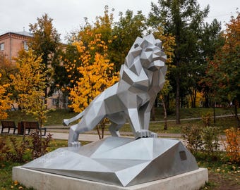 DIY Metal Lion Sculpture: DXF for Laser Cutting & PDF for Bending and Welding