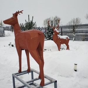 Roe Deer in DXF Format for Assembly from Sheet Metal. Template for Geometric Polygonal Metal Park Sculpture of a Deer. 3d constructor