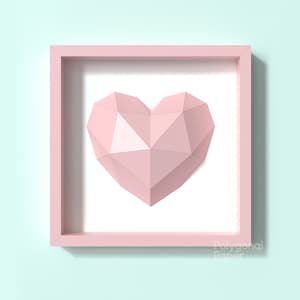 Corazón: Archivo PDF descargable digital para hacer modelos a partir de papel en la técnica Papercraft. Archivo SVG para cricut y silueta incluido. imagen 6