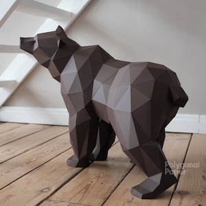 Bear : Fichiers numériques pour Papercraft. Modèle PDF imprimable, dessins DXF pour silhouette. 3d Origami Low Poly Modèle DIY.