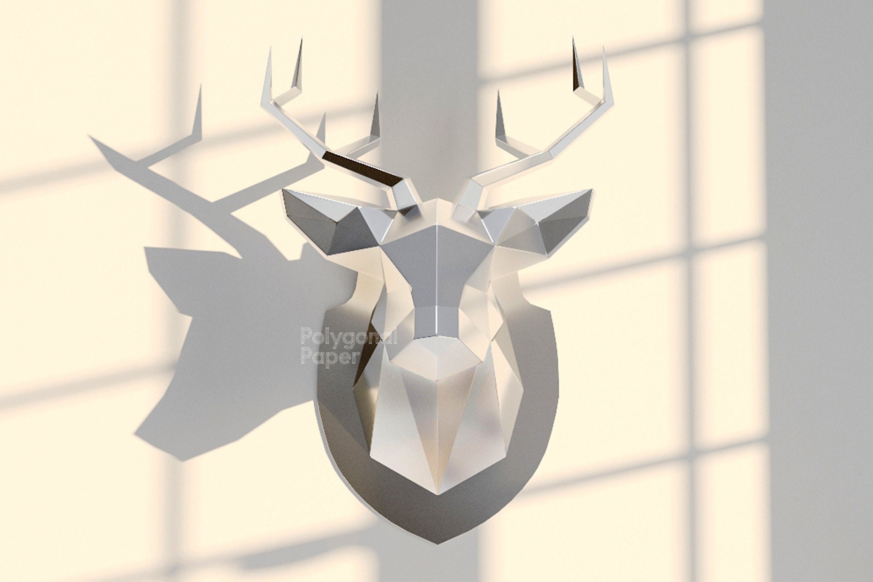 Template for Geometric Polygonal Sculpture 3d constructor Unicorn Head in DXF and PDF Format for Assembly from Sheet Metal