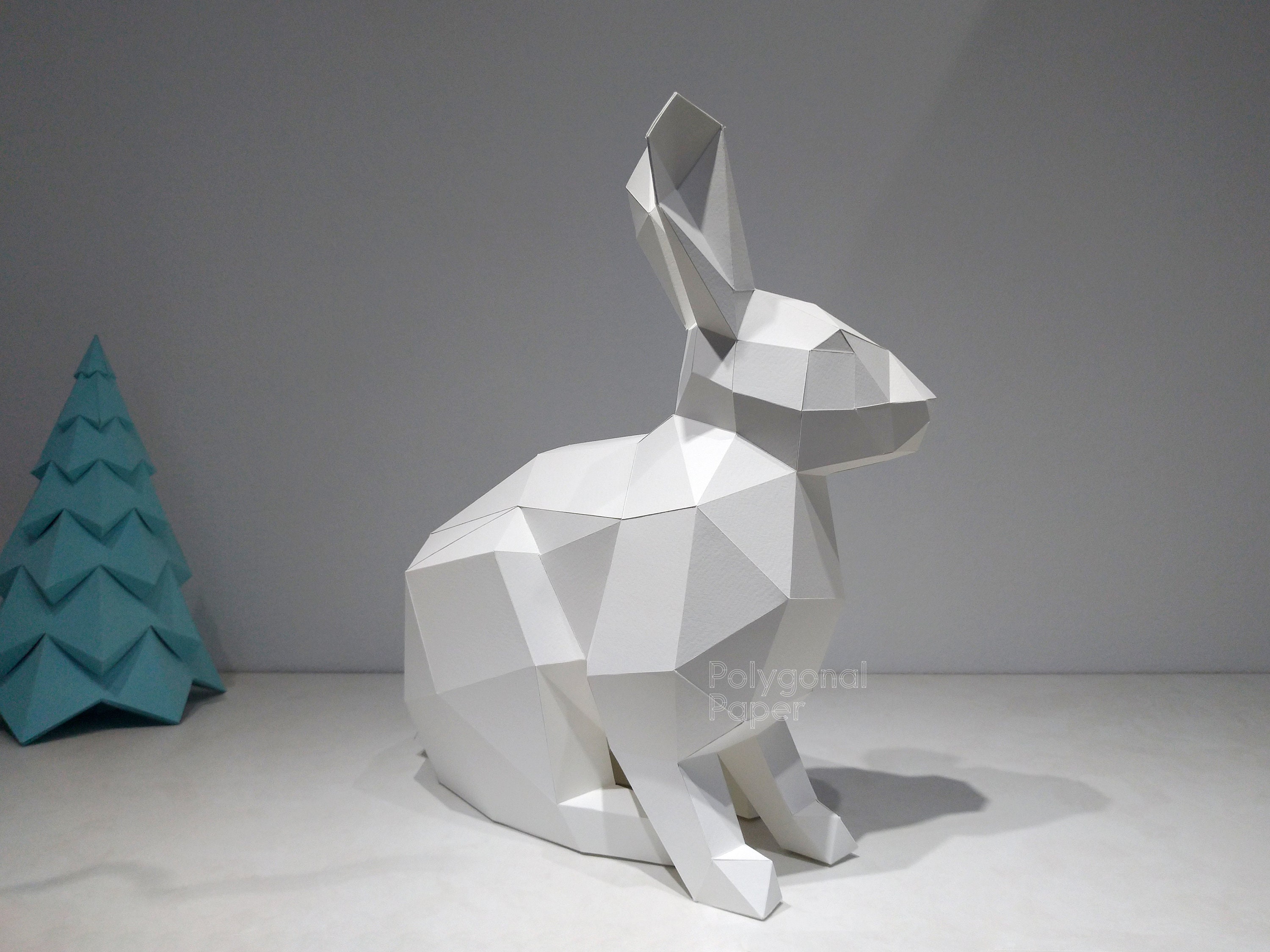 Rabbit S: DIY Papercraft Sculpture. Printable PDF Template