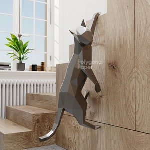 Cat 2 in DXF and PDF Format for Assembly from Sheet Metal. Template for Geometric Polygonal Sculpture. 3d constructor