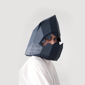 Haaienmasker: digitale bestanden voor Papercraft. Afdrukbare pdf-sjabloon, DXF-tekeningen voor Silhouette. 3D-origami laag polymodel DIY.