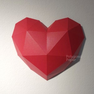 Corazón: Archivo PDF descargable digital para hacer modelos a partir de papel en la técnica Papercraft. Archivo SVG para cricut y silueta incluido. imagen 4