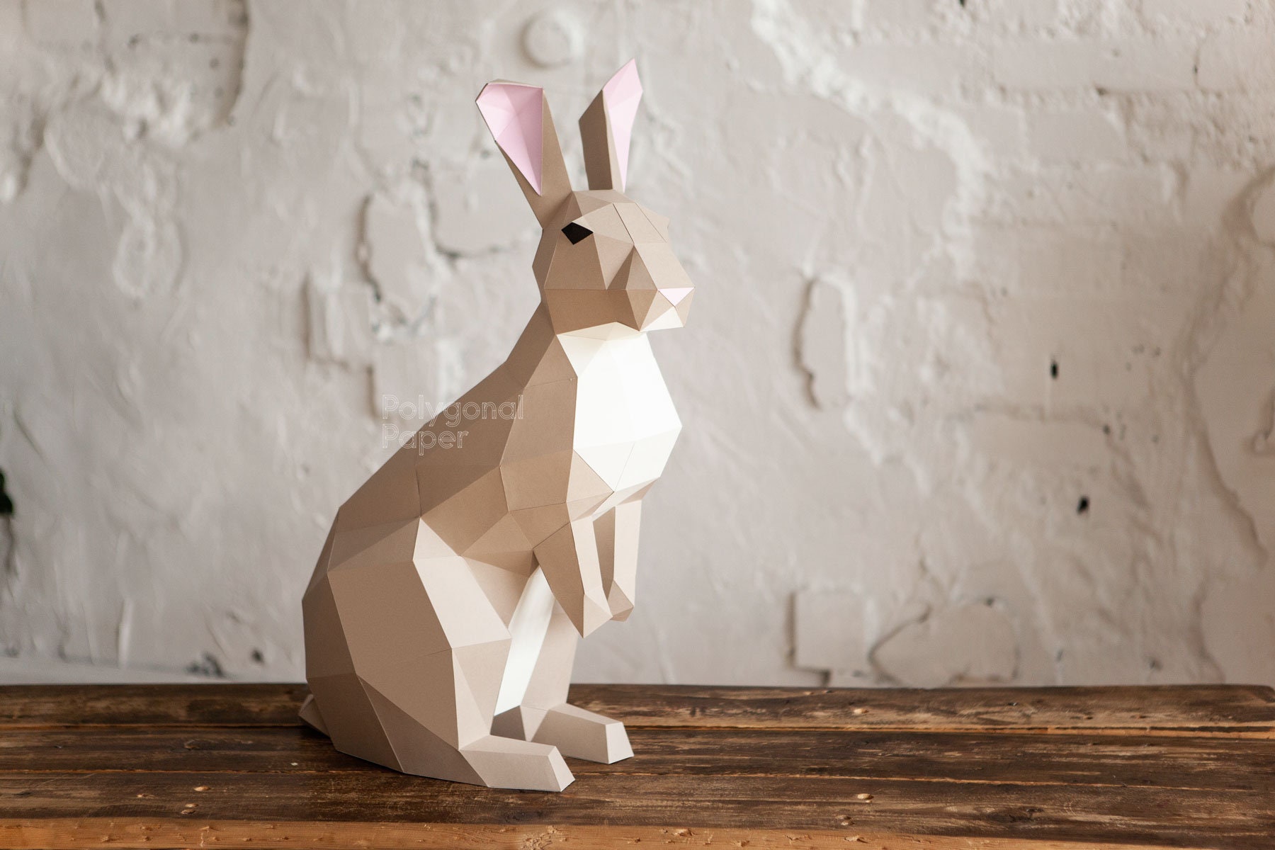 Rabbit M: DIY Papercraft Sculpture. Printable PDF Template, DXF