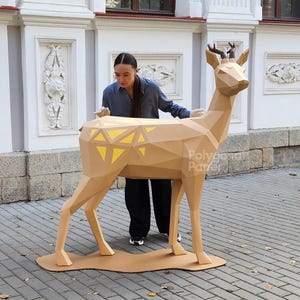 Roe Deer: Digital Files for Papercraft. Printable PDF Template, DXF Drawings for Silhouette. 3d Origami Low Poly Model DIY.