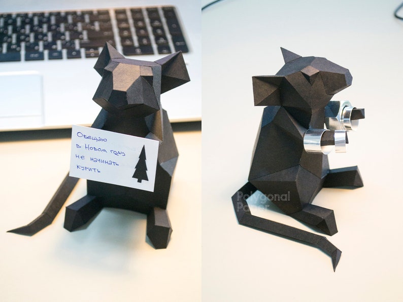Papercraft Mouse Pen Holder: DIY Low Poly 3D Decor (PDF & DXF) - Etsy