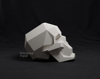 Human Skull: Digital Files for Papercraft. Printable PDF Template, SVG Drawings for Plotter. 3d Origami Low Poly Model DIY.