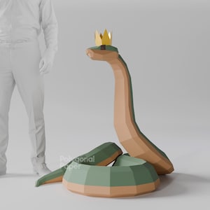 Cobra de 90 cm de altura: Arquivos Digitais para Papercraft. Modelo PDF para impressão e Dxf, SVG para Cricut. Modelo 3d Origami Low Poly DIY.