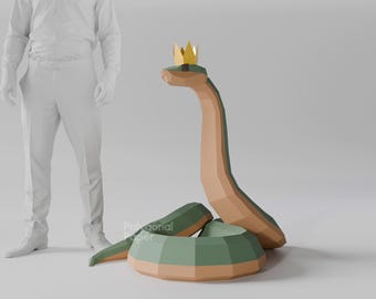 DIY Papercraft Snake. Printable Template for Sculpture 90 cm (pdf, svg, dxf)