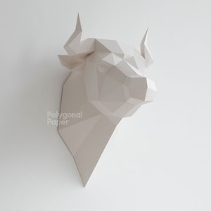 Bull Head: Digital Files for Papercraft. Printable PDF Template, DXF Drawings for Silhouette. 3d Origami Low Poly Model DIY.