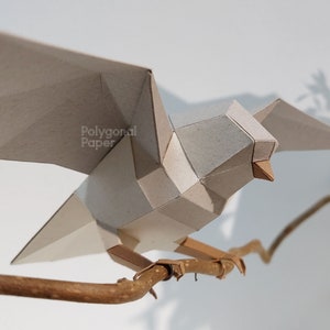 3 Pájaros: Plantilla de papel para crear esculturas 3D de gorriones de mesa con baja poligonización. Decoración DIY. Patrón en PDF y DXF.