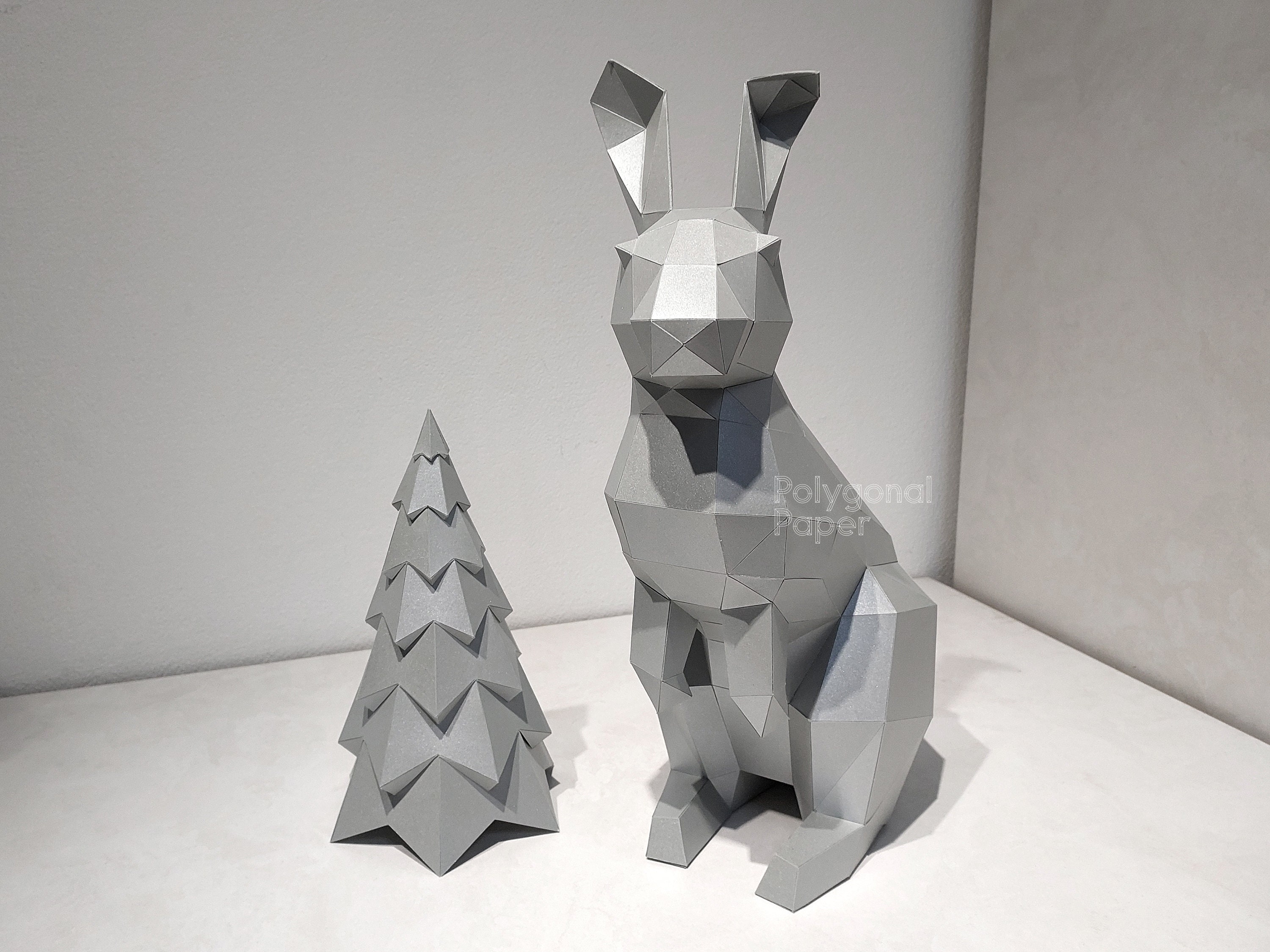 Rabbit L: DIY Papercraft Sculpture. Printable PDF Template, DXF ...