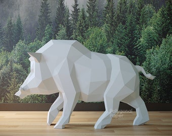 Boar: Digital Files for Papercraft. Printable PDF Template, SVG Drawings for Cutting Machine. 3d Origami Geometric Low Poly Model DIY.