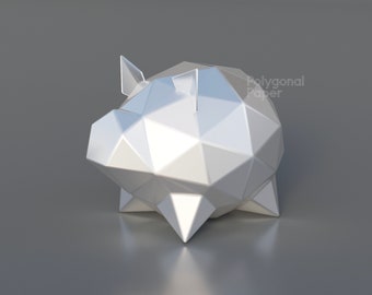 Piggy Bank: Drawings for Making Polygonal Model from Sheet Metal. DXF File for Laser Cutting, PDF for Folding and Welding